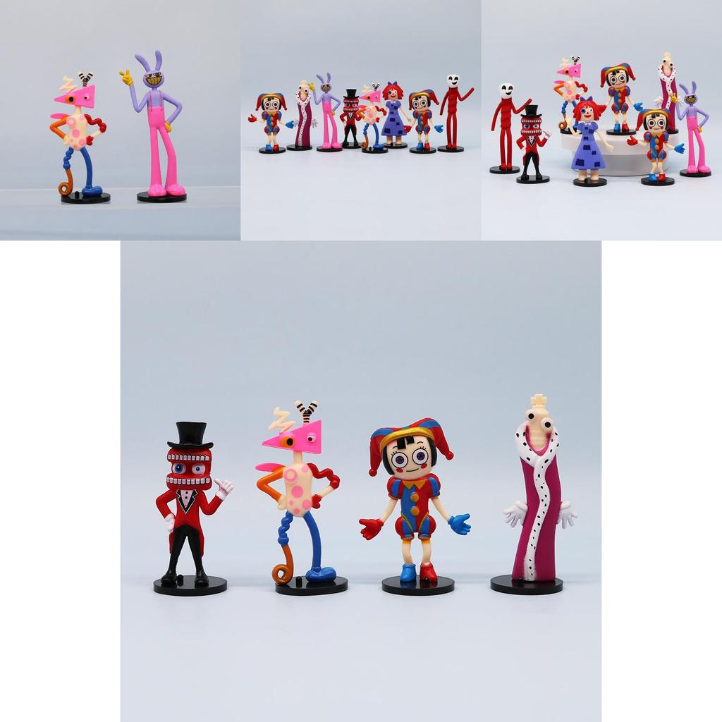 Magisches Zirkus-PVC-Figurenset: Hase, Clown, Cartoon-Kuchendekoration, 8 Figuren, 11 cm