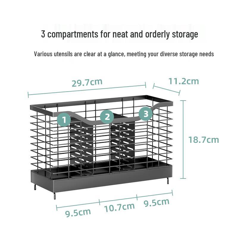 

ZISIZ 3-Compartment Utensil Drying & Storage Rack