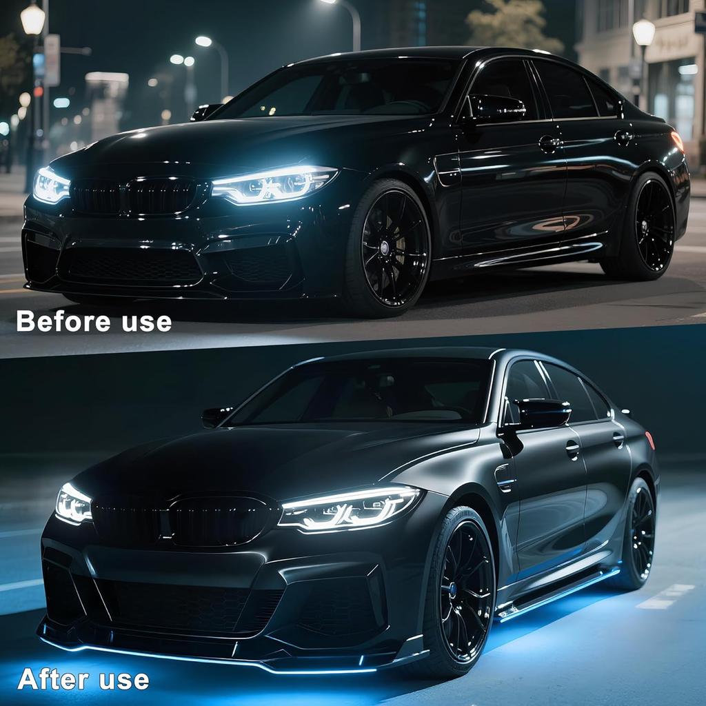 Underglow LED Lights For Cars - 4PCS RGB Neon Light Kit With 252 LEDs, Bluetooth APP Control, 8 Colors/Music Sync, Waterproof PVC Strips For Cars,