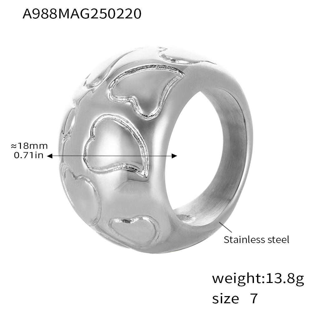 Qiong Yao Fashion Niche 18K Gold-Plated Geometric Stainless Steel Statement Ring Size 6