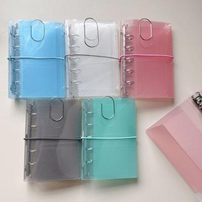 Ins PVC Transparent Twill M5 Tri-fold Binder Notebook Ins Portable Student Diary Notebook Cover Storage Bag Card Holder