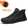 Fashion Retro Style Men Biker Boots Fashion Motorcycle Boots British Style Mens Casual High Top Shoes Leather Warm Plush Fur Ankle Botas