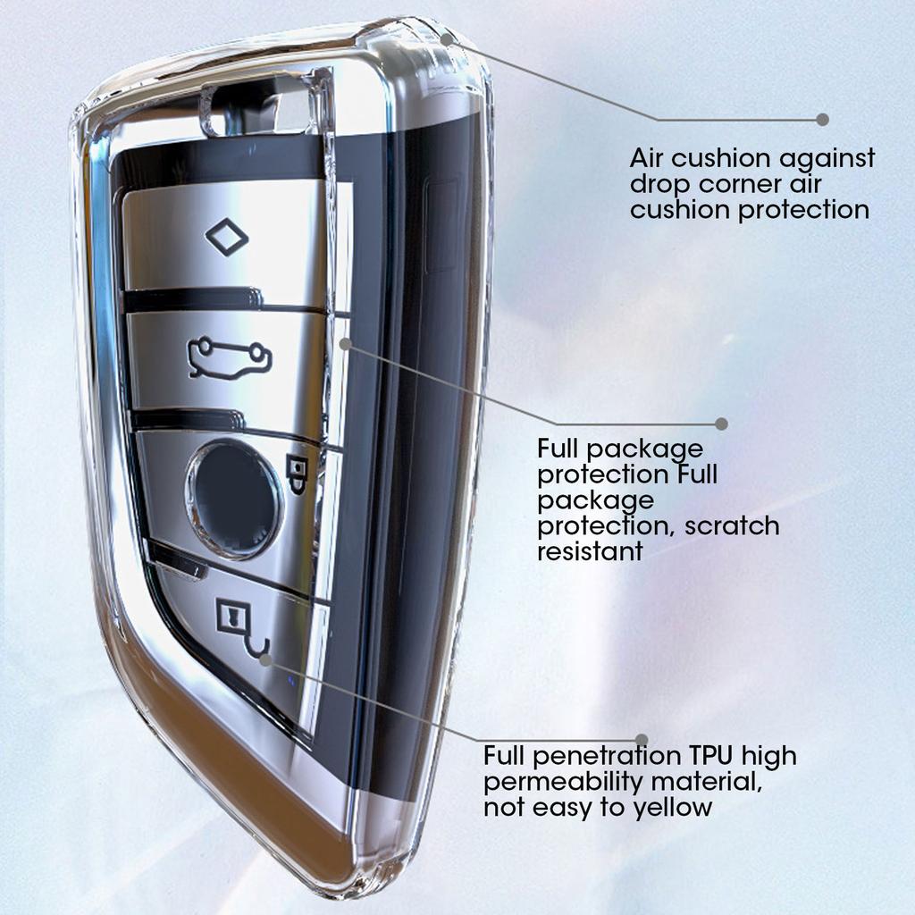 Soft TPU Car Remote Key Case Cover Shell Fob For BMW X1 X3 X5 X6 X7 1 3 5 6 7 Series G20 G30 G11 F15 F16 G01 G02 F48 Keyless Bag