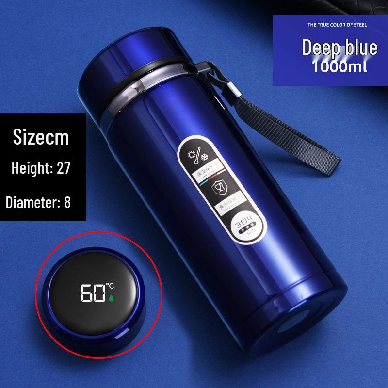 304 Stainless Steel Large-Capacity Insulated Water Cup with Smart Temperature Display and Handle