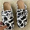2025 Spring and Autumn New Large Size Slippers Female Leopard Print Baotou Half Support Lazy Shoes Soybean Shoes Female