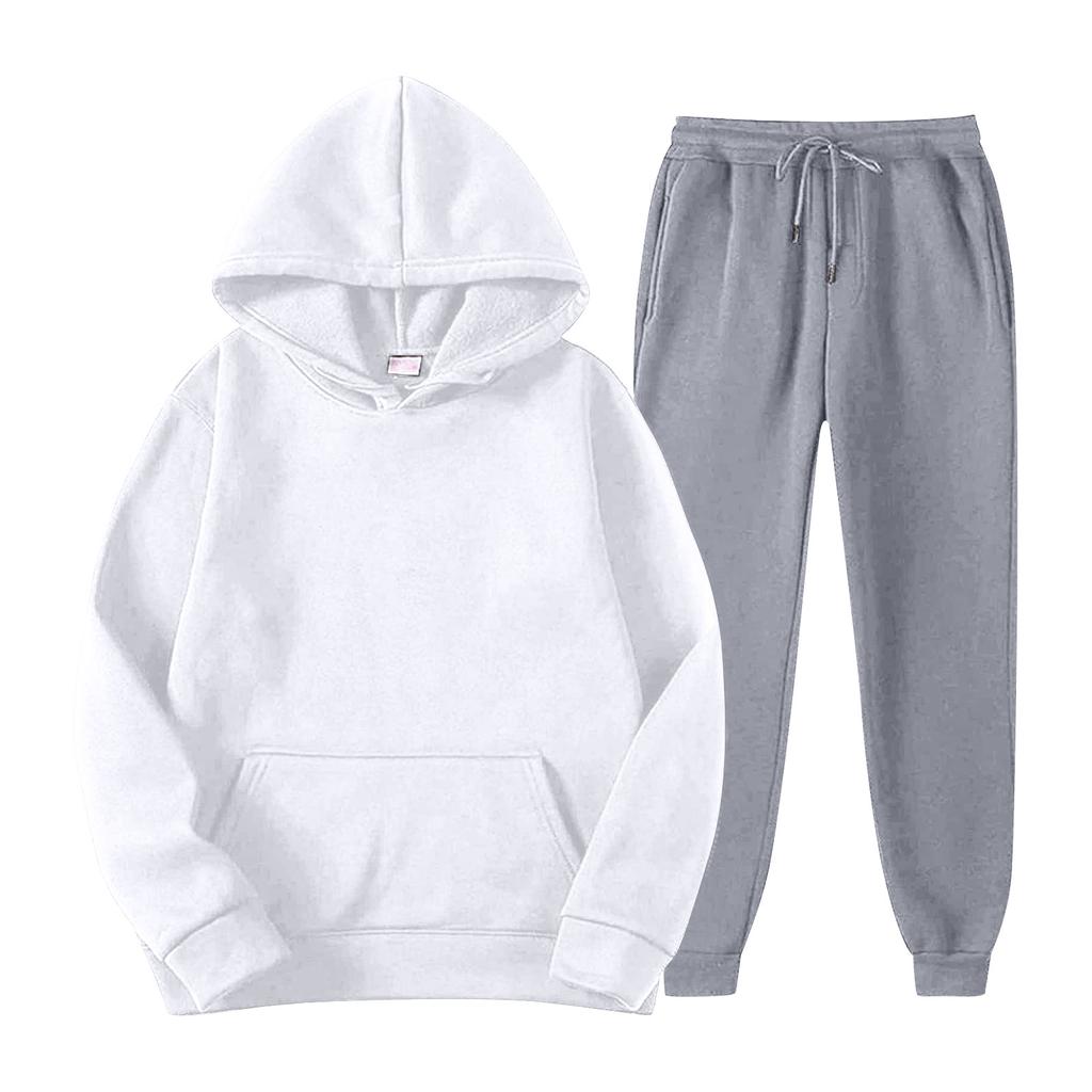 Herren-Sport-Trainingsanzug mit Kapuze, Unisex, zweiteilige Lauf-Outfits, Langarm-Pullover, Hoodies, Sweatshirt + Jogginghose