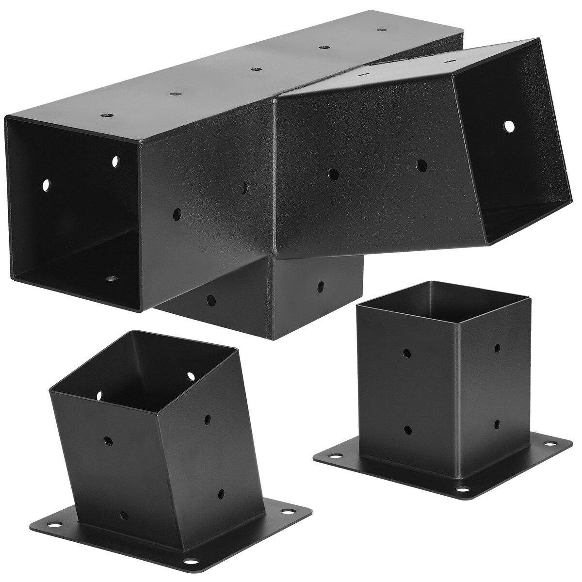 Sada 4x4 palcových pergolových držáků Vnitřní 3,5x3,5 4-směrné šikmé držáky DIY sloup