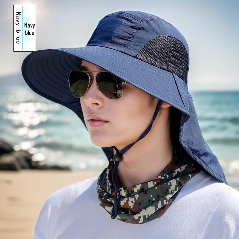 Versatile Summer Sun Hat with Large Brim and Shawl for Fishing, Mountaineering, and Sun Protection