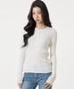 UNKNOWN PLANET Button Ribbed Knit Top White