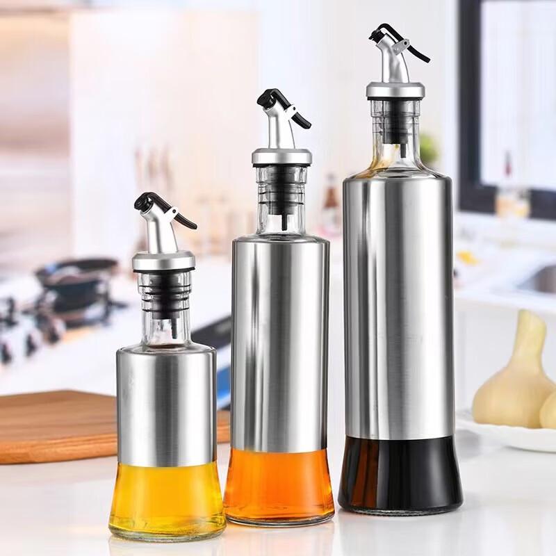 Stainless Steel 500ml Oil & Sauce Dispenser Set (4-Piece)