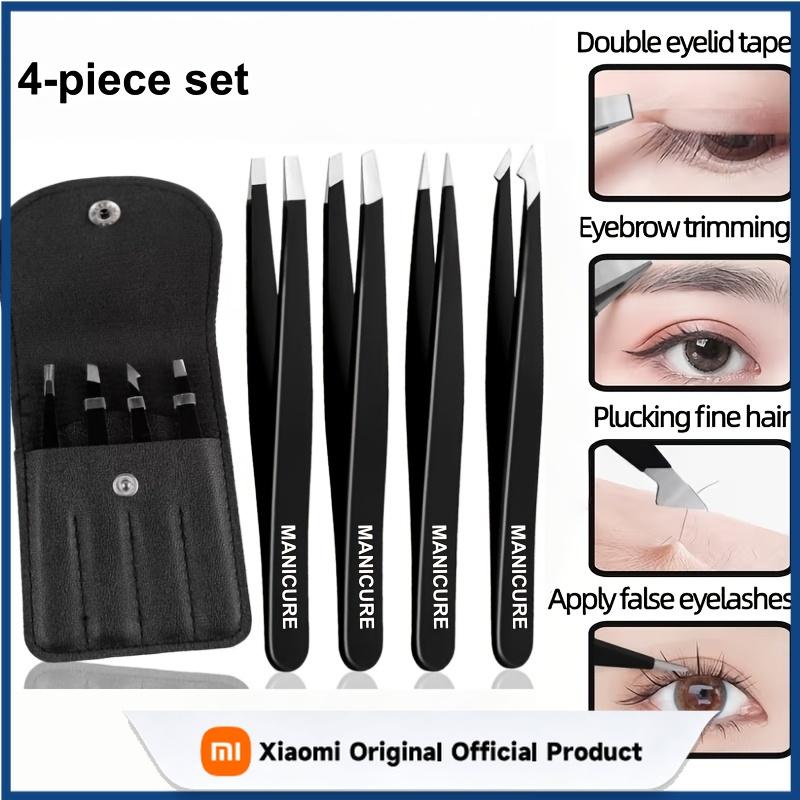 Xiaomi Stainless Steel Eyebrow Tweezers Black Set Makeup Tools for Eyelash Grafting, Eyebrow Shaping Beard Plucking Hair Removal