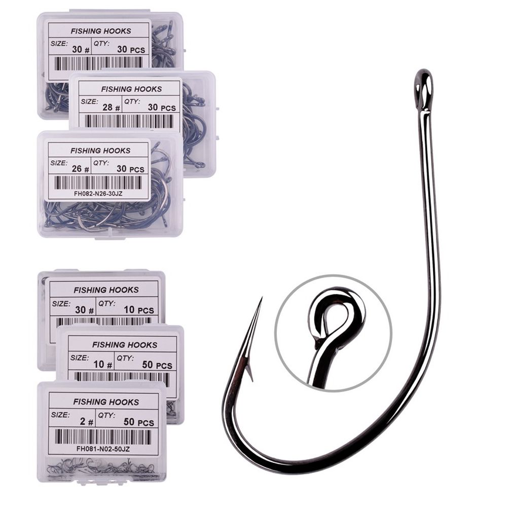 High Carbon Off-set Fishing Hook Barbed Fishing Hooks Big Long Shank Flattened Sharped Fishhooks