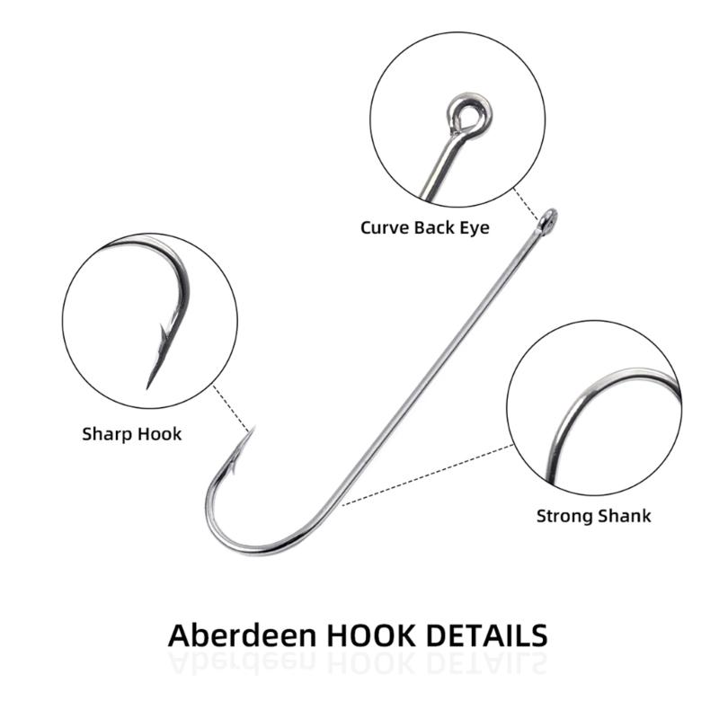 70 Stück Widerhaken Angelhaken Langer Schenkel Angelhaken Salzwasser Angelzubehör Mehrere Größen Metallhaken