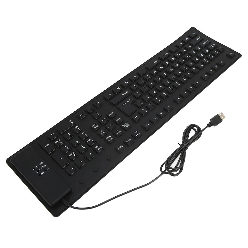 109 Keys Foldable Silicone Keyboard Quiet Waterproof Dustproof USB Wired Flexible Keyboard for Desktop Laptop Home