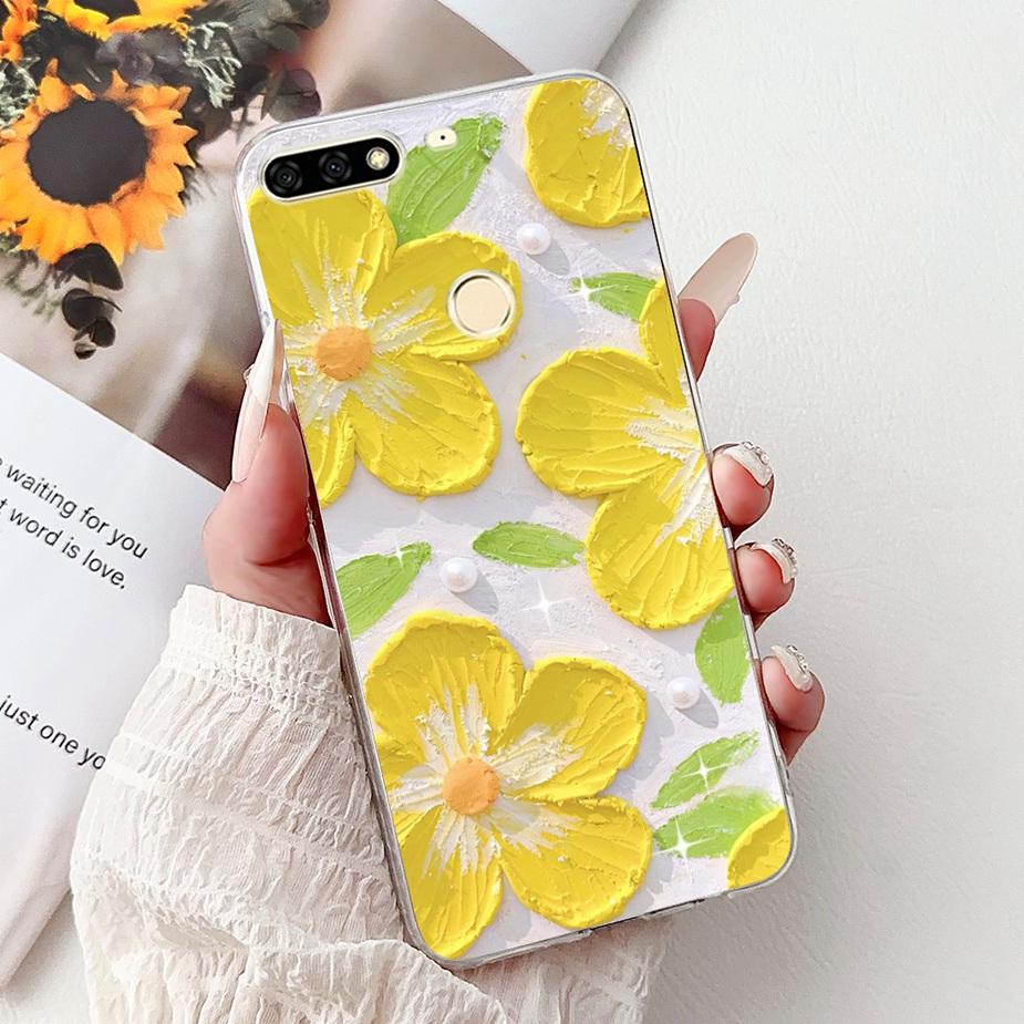 For Huawei Y7 Prime 2018 Case Nova2 Lite Luxury Painted Cover Soft Slim Phone Case For Huawei Y7 Pro 2018 Y72018 Back Cover Bags