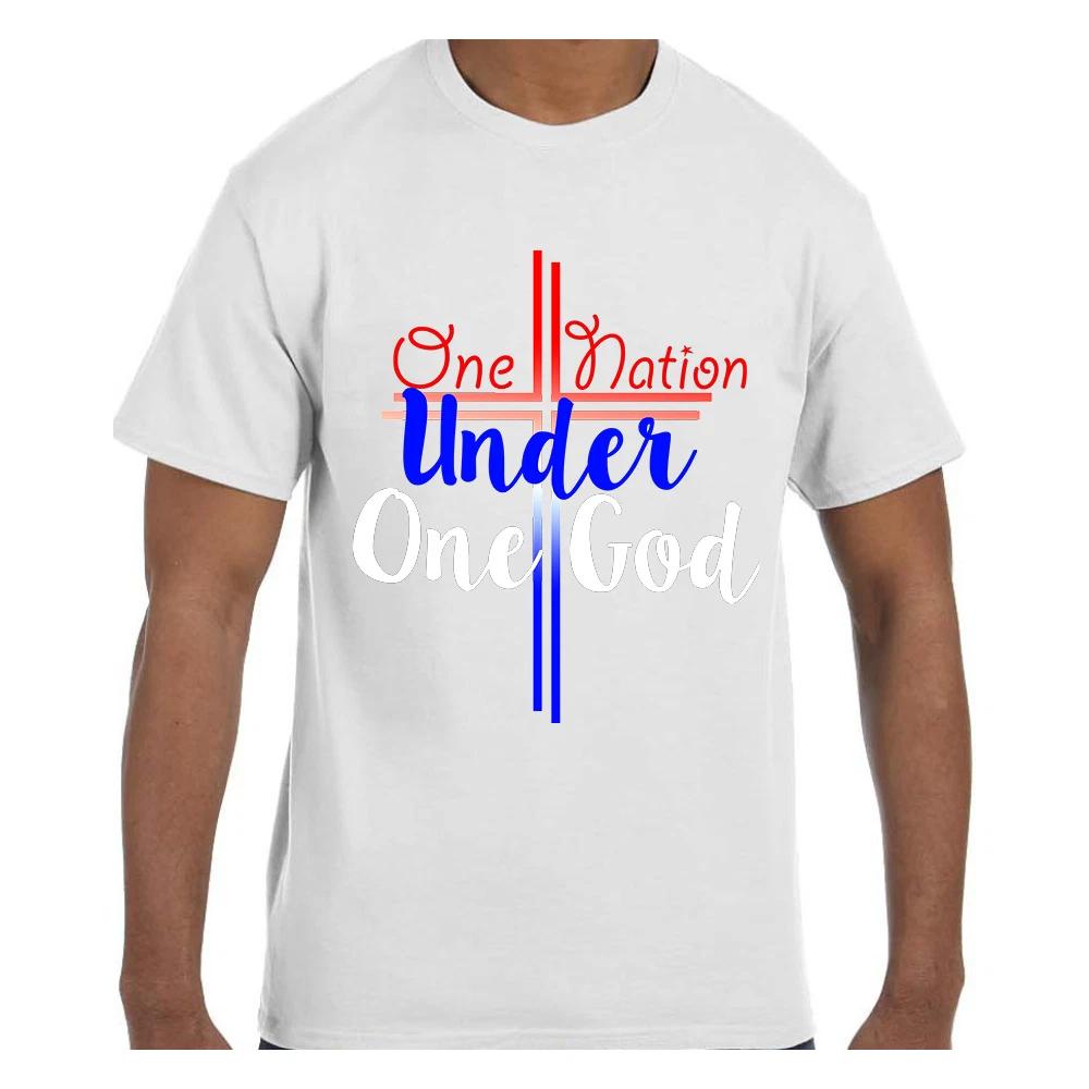 

Patriotic 4th of July T shirt Cross One nation Under One God M