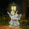 Resin Twin Angel Girls Solar Powered Outdoor Light Statue Ornaments