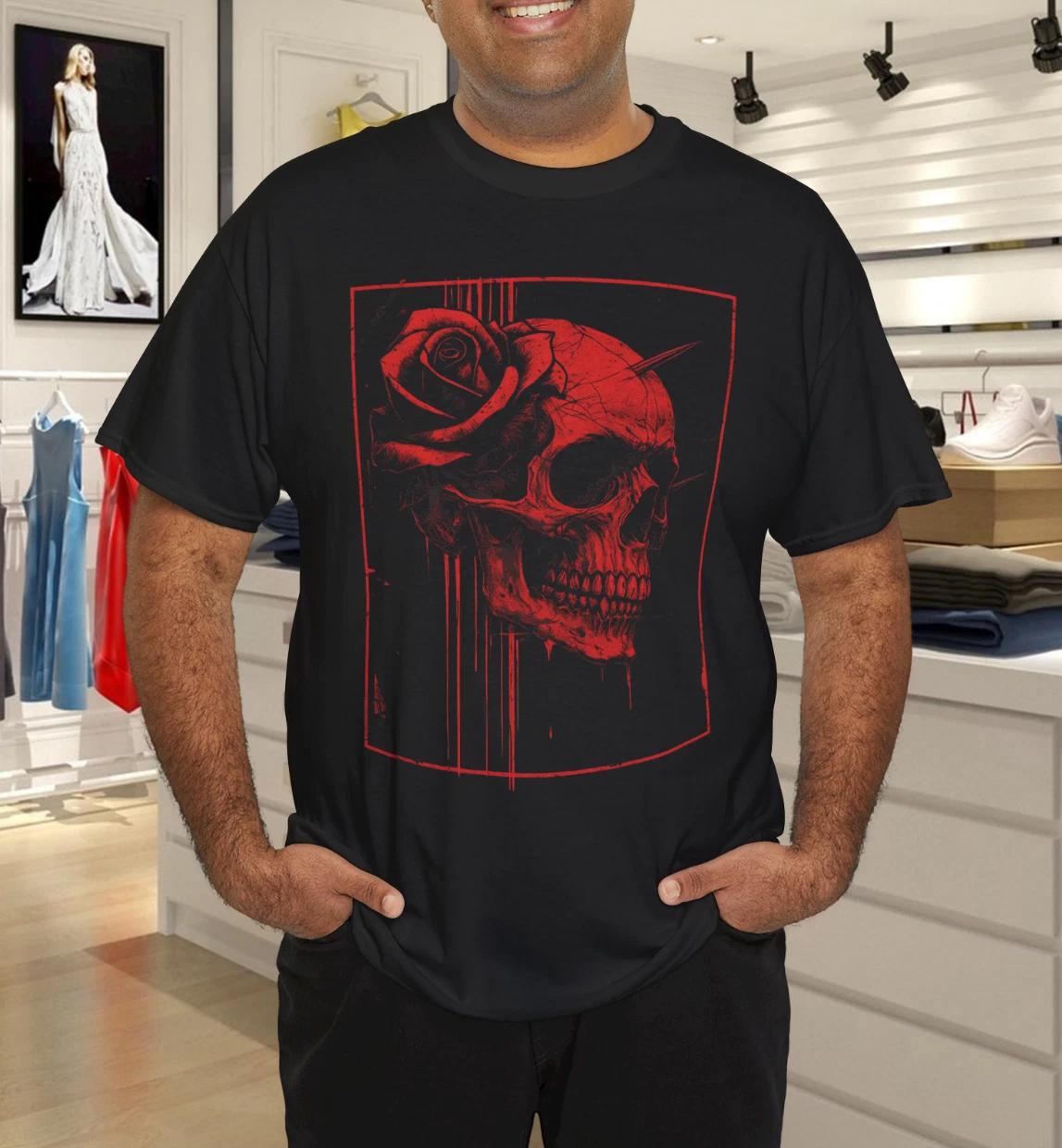 Anime Goth Japanese Skull Rose Gothic Edgy Art Vintage T- Shirt M