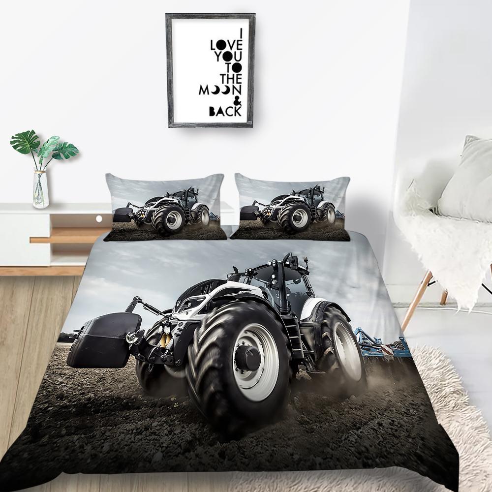 Agricultural Vehicle Bedding Set Off-road Vehicle Down Duvet Cover Pillowcase 2/3pc Single Double Bed Cover Gift Boys Men Farmer Blanket Cover