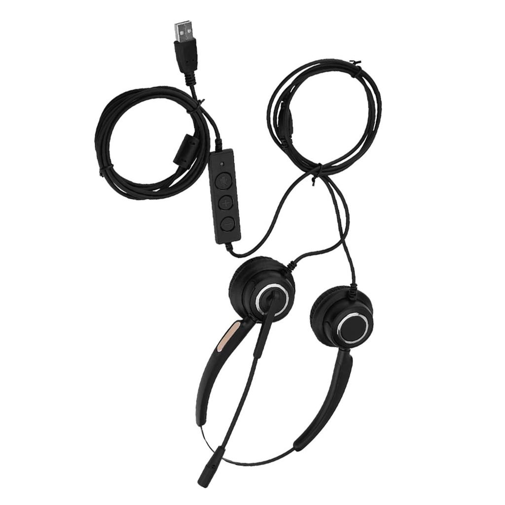 USB Headset with Headphones for Ideal for Call Online and with Mute Function Noise-Canceling Microphone, Dual-Ear PC, Centers, Telecommuting,