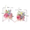 Faux Flower Corsage with Ribbon Pastel Artificial Rose Boutonniere Compact