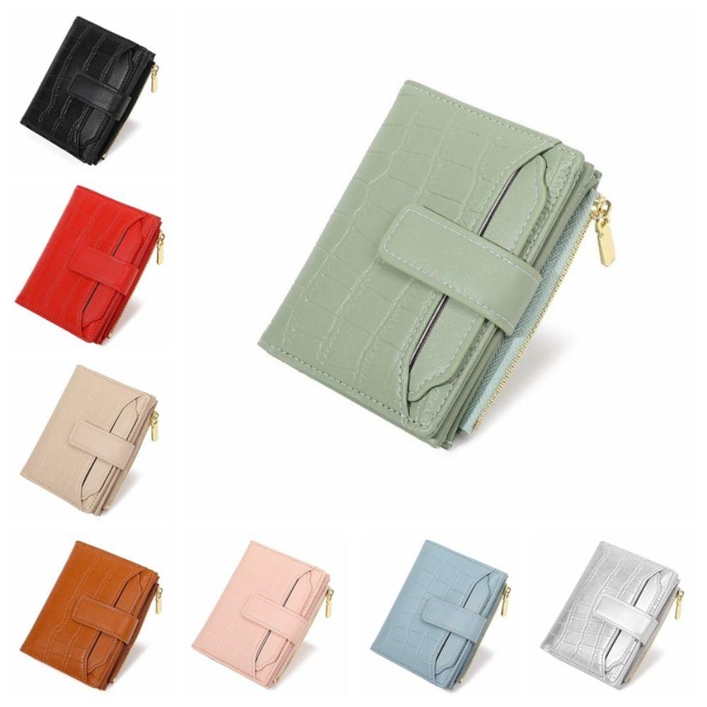 Two-fold Women Short Wallet Solid Color PU Card Bag Versatile Folding Wallet  Shopping