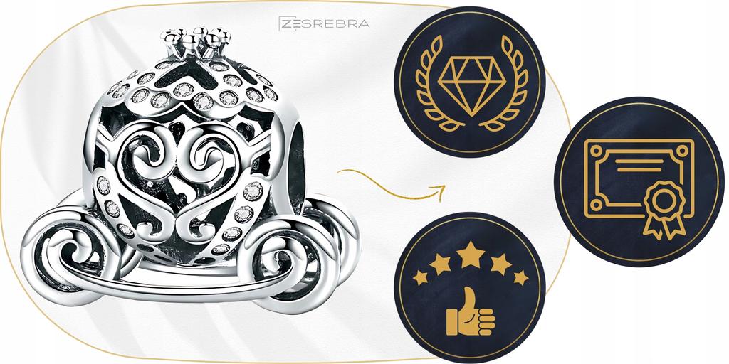 Charms Carriage Pr 925 Bead S925 Pendant Zirconia Beads Gift
