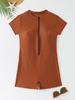 Fashion Short Sleeve Zipper Slim Sport Bikini Swimsuit For Beach