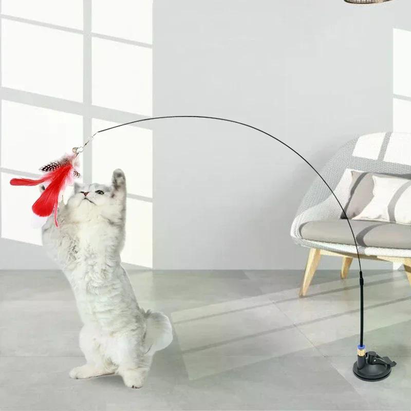 Interactive Cat Toy Funny Simulation Bird Feather with Bell Cat Stick Toy for Kitten Playing Teaser Wand Toy Pet Cats Supplies