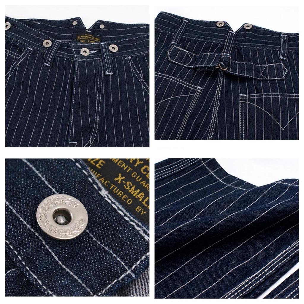 Jeans with Denim Striped Loose Sizes Striped [NBLL] Men's Suspenders, Pants, Overalls, Pattern, Workwear, All-in-One, Wide-Leg Pants, Unisex, Stretch,