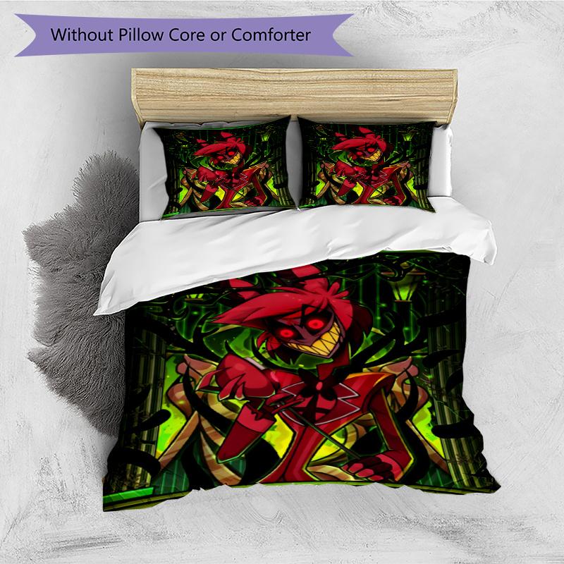 3pcs Duvet Cover Set (1*Duvet Cover + 2*Pillowcase, Without Core), Hazbin Hotel Print Bedding Set, Bedroom Decor, All‑Season, Gift