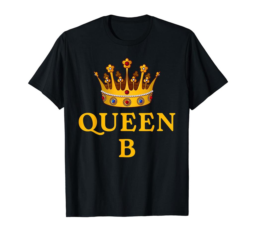 Queen B Bee Alphabet B Crown Alphabet Monogram Bride Bee Lover T-Shirt