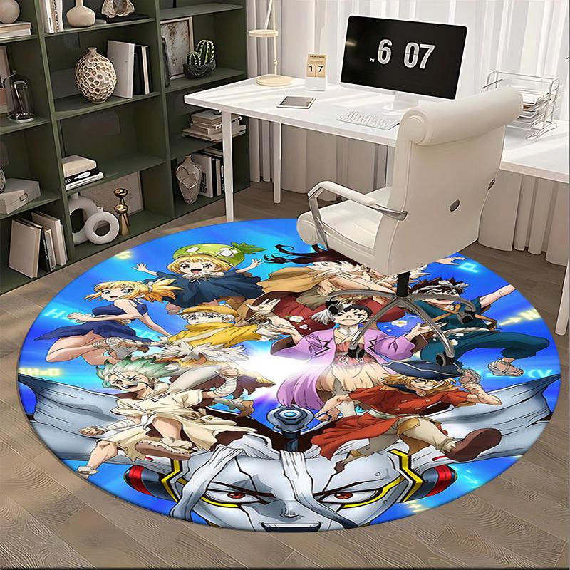 1pc Anime Design Round Carpet - Office Chair Mat, Non-Slip Rug for Anime Lovers (Festive Gift