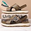 Men's sandals leather summer cowhide beach shoes 2025 new car wear non-slip two sandals