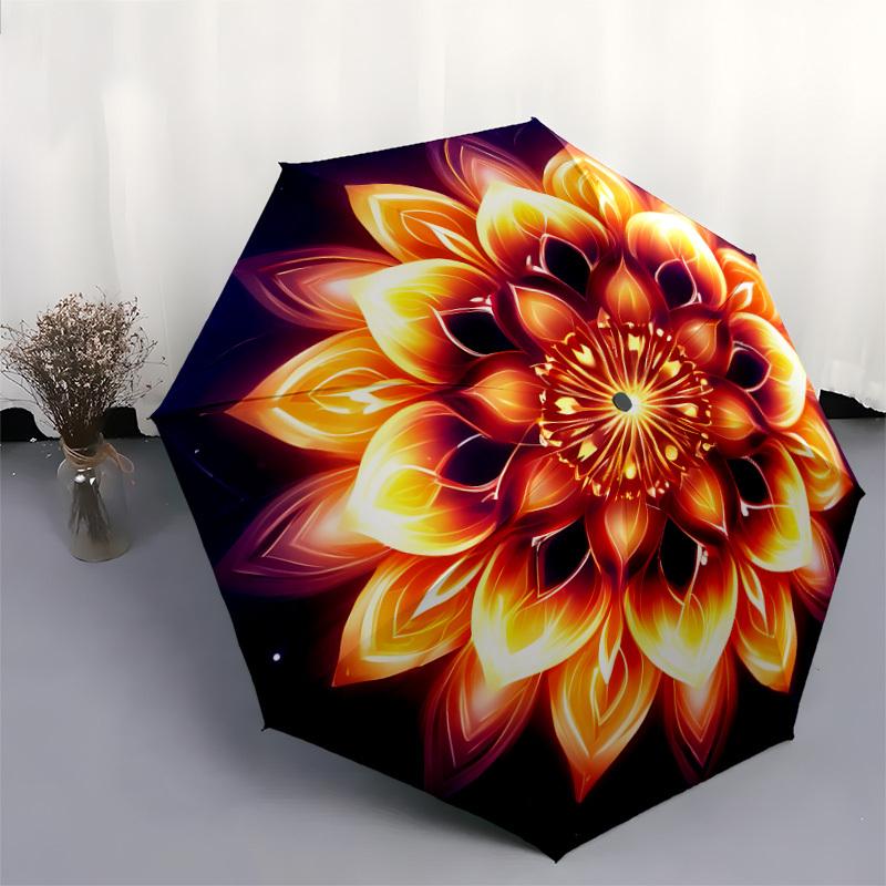1pc Floral Mandala Design Umbrella with Plastic Handle,Suitable for All Seasons Home Travel Outdoor UmbrellaDD1211