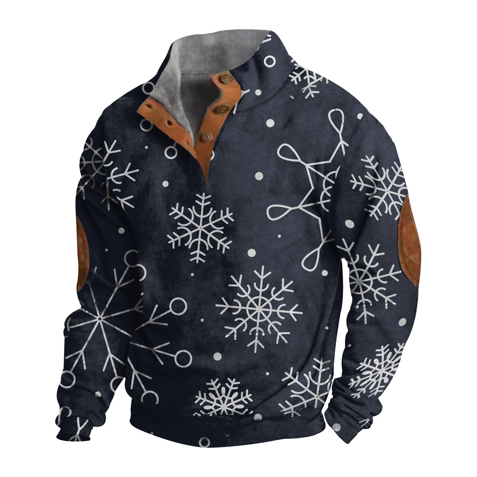 

Мужская толстовка с пуговицами с европейским и американским принтом осень/зима с длинными рукавами M тёмно-синий