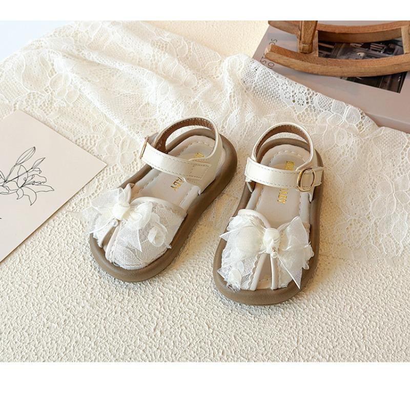 Summer Girls Bow Hollow Out Closed Toe Sandals Soft Sole Toddler Walking Shoes