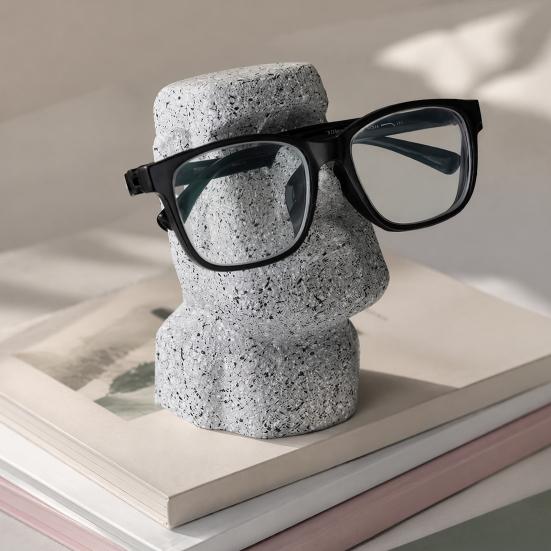 Bedside Eyewear Organizer Moai Eyeglass Holder, Abstract Easter Island Stone Stand, Fun Glasses Holder Stand Creative Display Stands, Modern