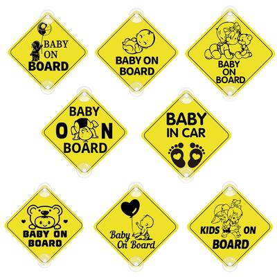 Nálepky typu BABY ON BOARD řady s přísavkou pro styling do auta Děti v autě Bezpečnostní upozornění Žluté nálepky PVC nástěnky