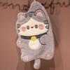 Cartoon Cat Coral Fleece Hangable Hand Towel - Thick, Absorbent, Dual-Use for Kitchen & Bathroom.