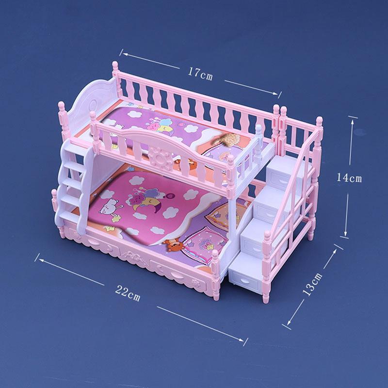Hot 1Pc 1:12 Dollhouse Miniature Double bed Simulation Furniture Model bedroom Decoration Dolls House Accessories