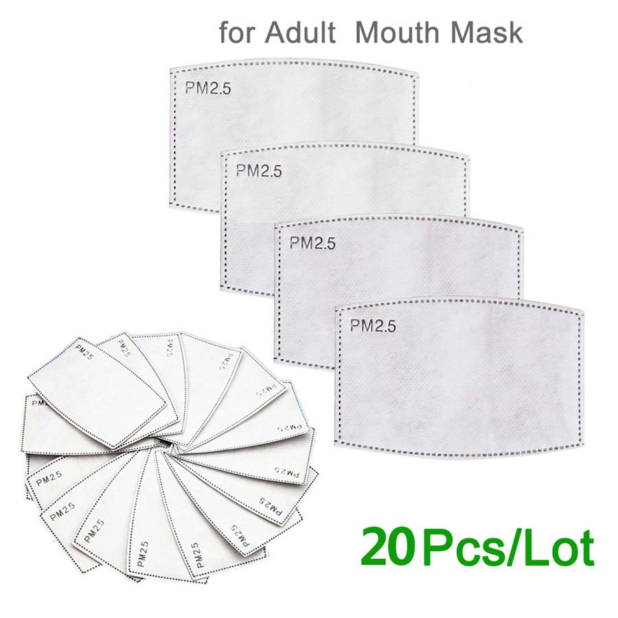 20Pcs Adult PM2.5 Activated Carbon Filter Paper Protective Face Cover Filters Insert