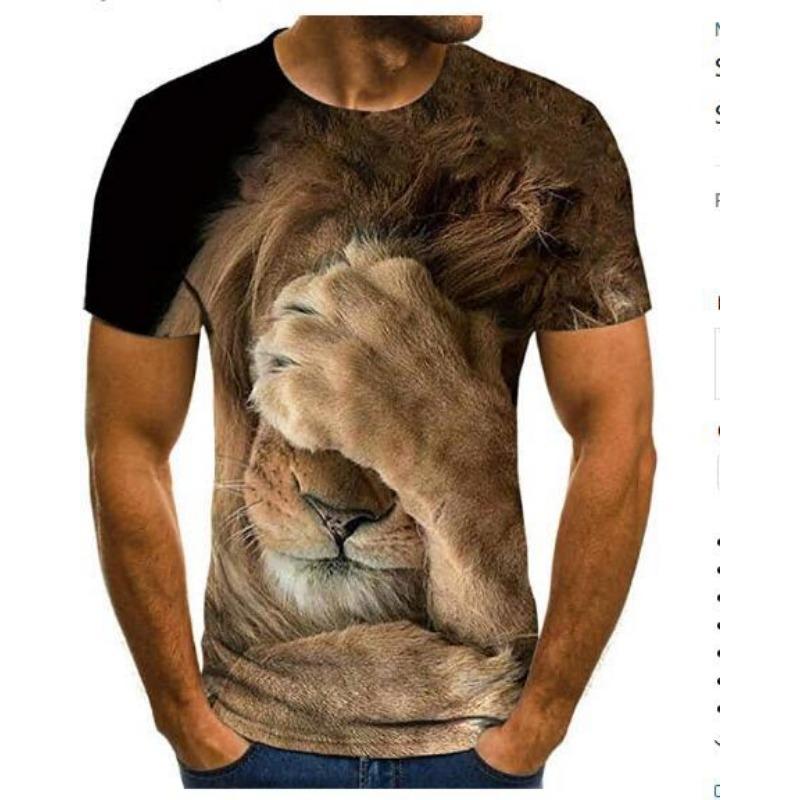 Summer Round Neck 3D Flame Skull Print Top Fashionable Casual Short Sleeved Men's T-shirts