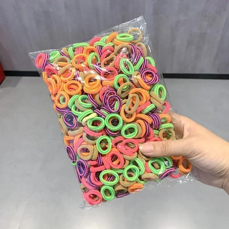 100/500pcs Women Girls Colorful Nylon Elastic Hair Bands Ponytail Hold Small Hair Tie Rubber Bands Scrunchie Hair Accessories