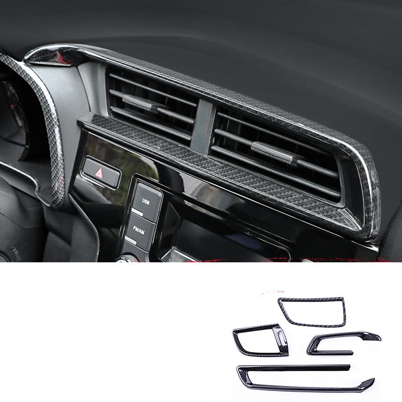 Car carbon fiber Sticker Air outlet Vent decoration frame Trim  For Honda FIT JAZZ GK5 3rd 2014 2015 2016 2017 2018 LHD  C1440