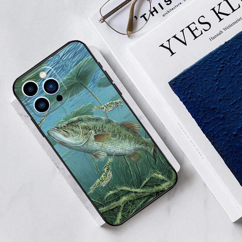 Bass Fishing Lake Fisherman Case For iPhone 17 Air 14 13 12 11 15 16 Pro Max Mini 15 16 Plus 16e Funda Silicone Cover