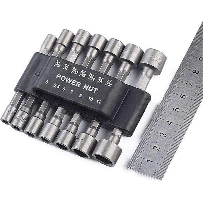 SUOFEILAIMU 14-3Pcs 5-12mm Hexagon Nut Driver Socket Screwdriver Wrench Set Drill Bit Adapter for Electric Screwdriver Handle Tool (Color : 6pcs