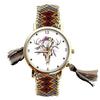 [P2727] - Designer 'Boho' Multicolor Gold Watch (bison Skull)