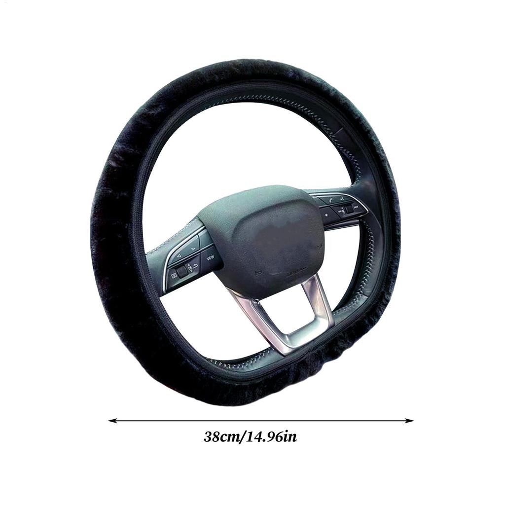 Winter Steering Wheel Cover Soft Fuzzy Elastic Anti-Slip Auto Accessories Automotive Furry Steering Wheel Protector For Sedans