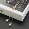 Fashion Women Spiral Rhinestone Pearl Necklace Sweater Chain